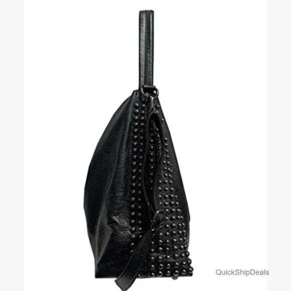 Soft Washed PU Leather Skull Chain Gothic Shoulder Bag Tote Satchel